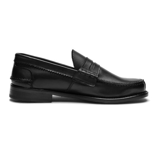 Saxone of Scotland Elegant Black Calf Leather Loafers