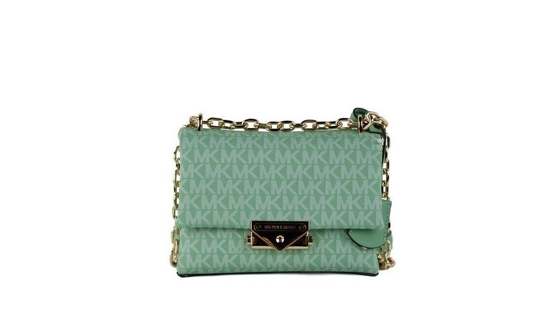 Michael Kors Cece Small Sea Green Signature PVC Convertible Flap Crossbody Bag