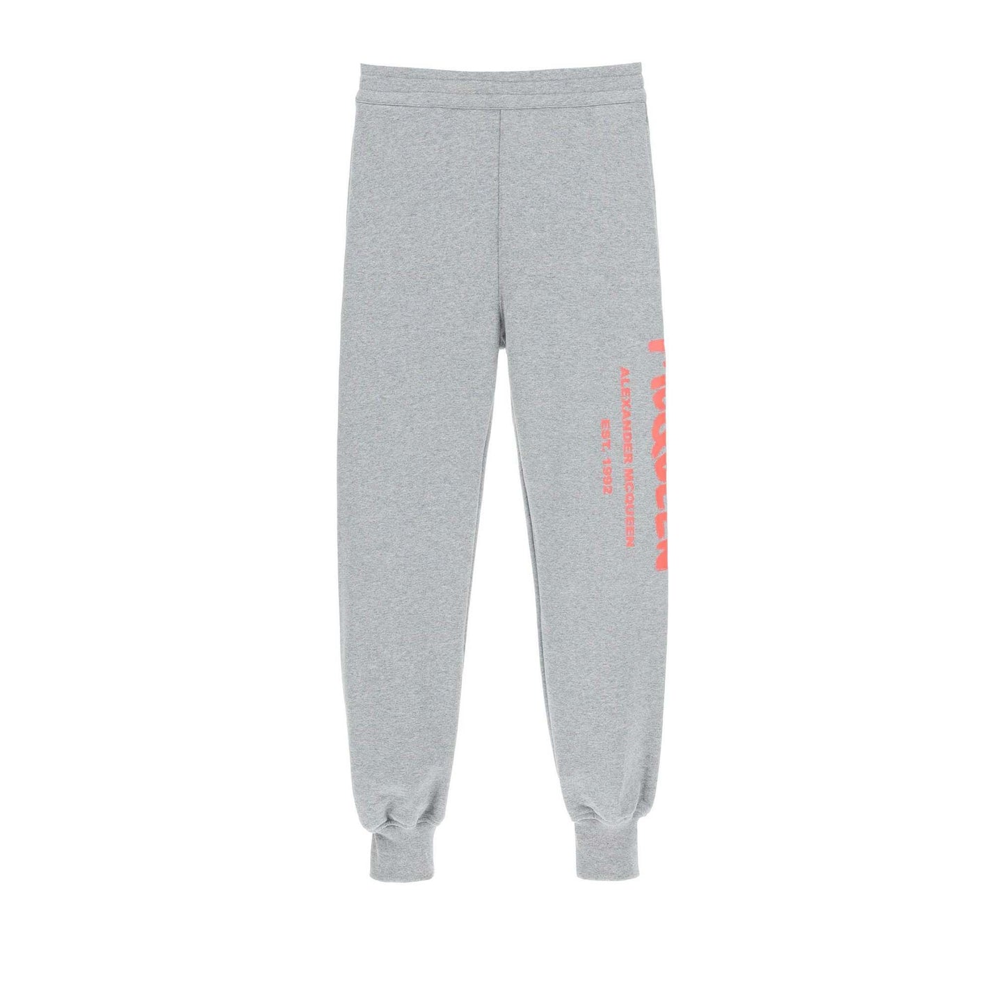 Alexander McQueen Elegant Graffiti Logo Grey Sweatpants