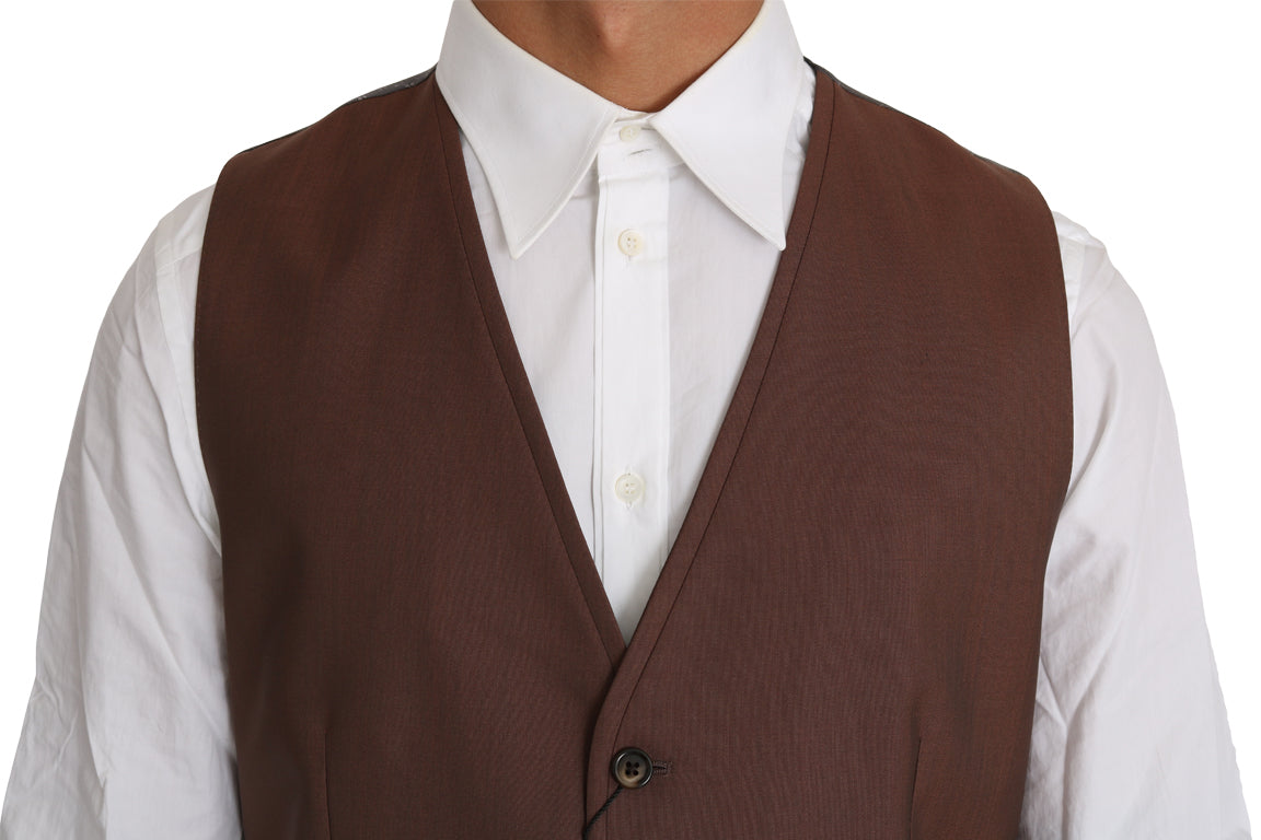 Dolce & Gabbana Sleek Bronze & Gray Formal Vest Slim Fit