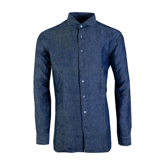 Lardini Dapper Denim-Effect Linen Shirt