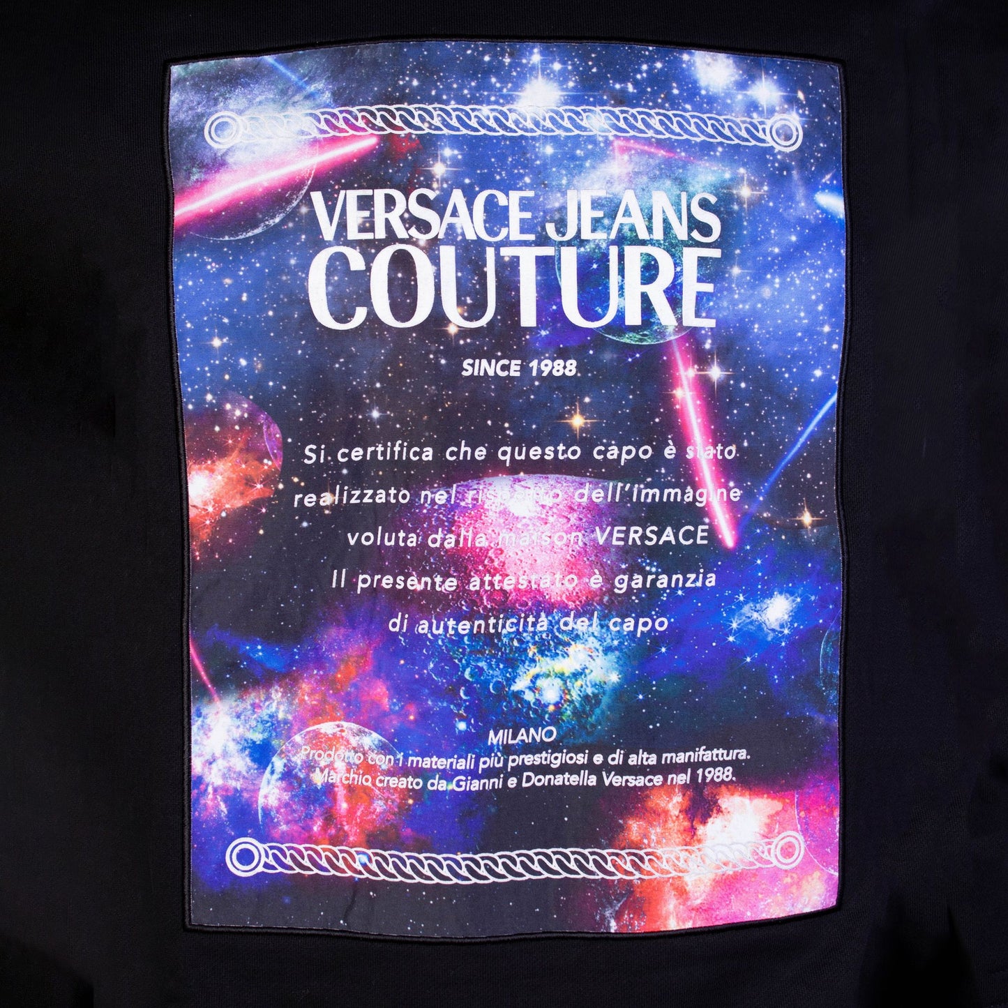 Versace Jeans Galaxy Patched Black Cotton Sweatshirt