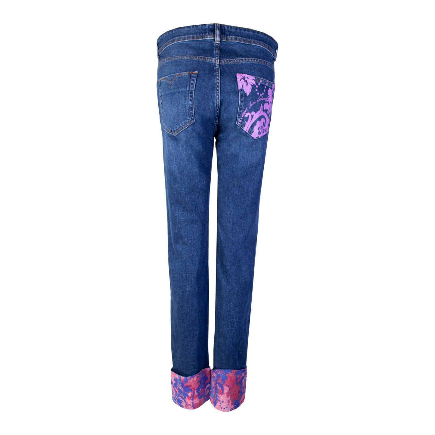 Versace Jeans Chic Cuffed Denim Pants with Printed Details