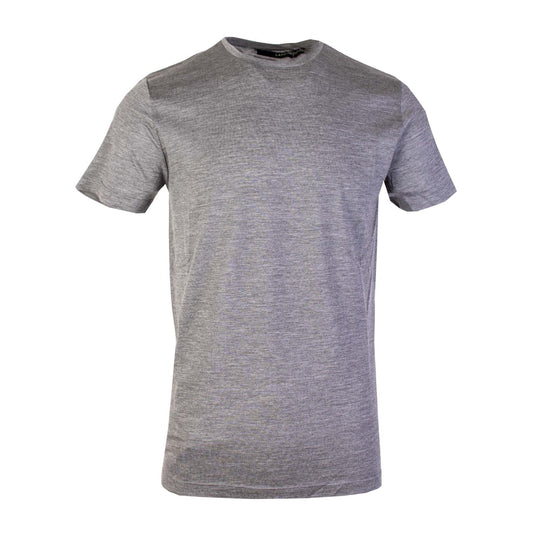 Lardini Elegant Grey Wool T-Shirt with Embroidered Detail