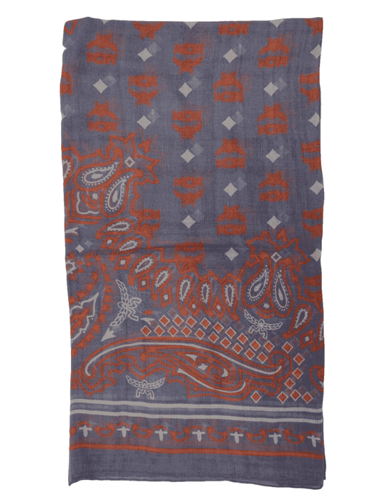 MCM Stonewash Modal Silk Paisley Print Jacquard Scarf