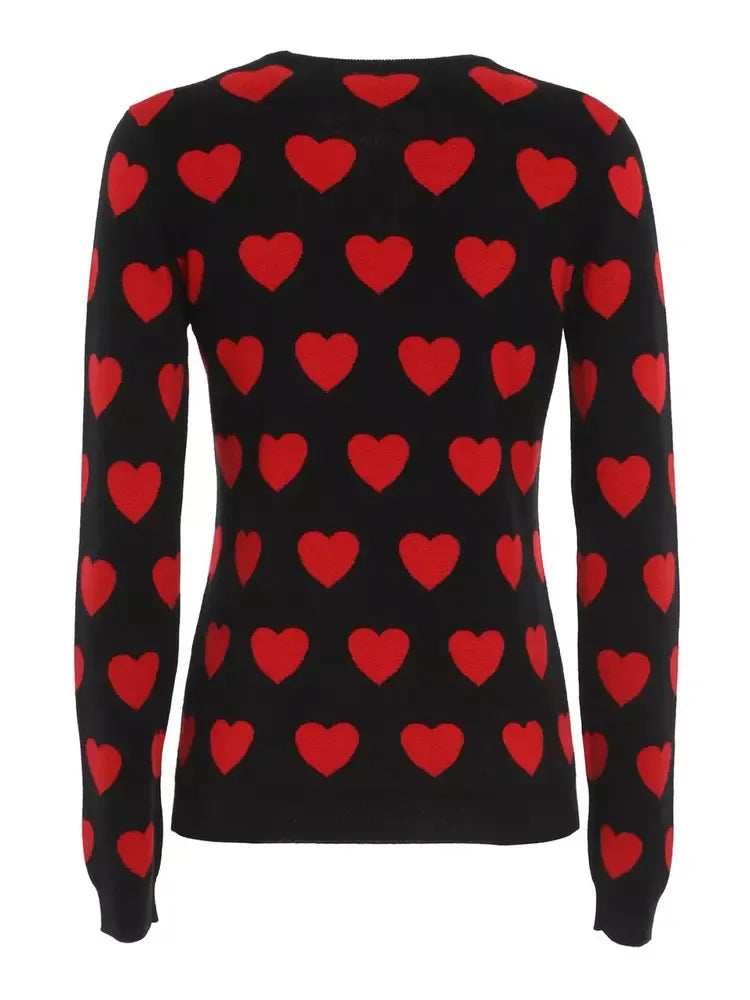 Love Moschino Chic Black Heart Pattern Sweater