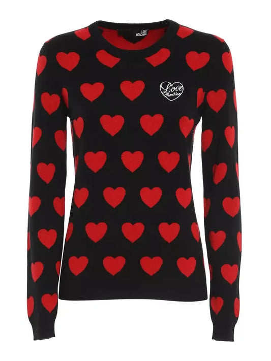 Love Moschino Chic Black Heart Pattern Sweater