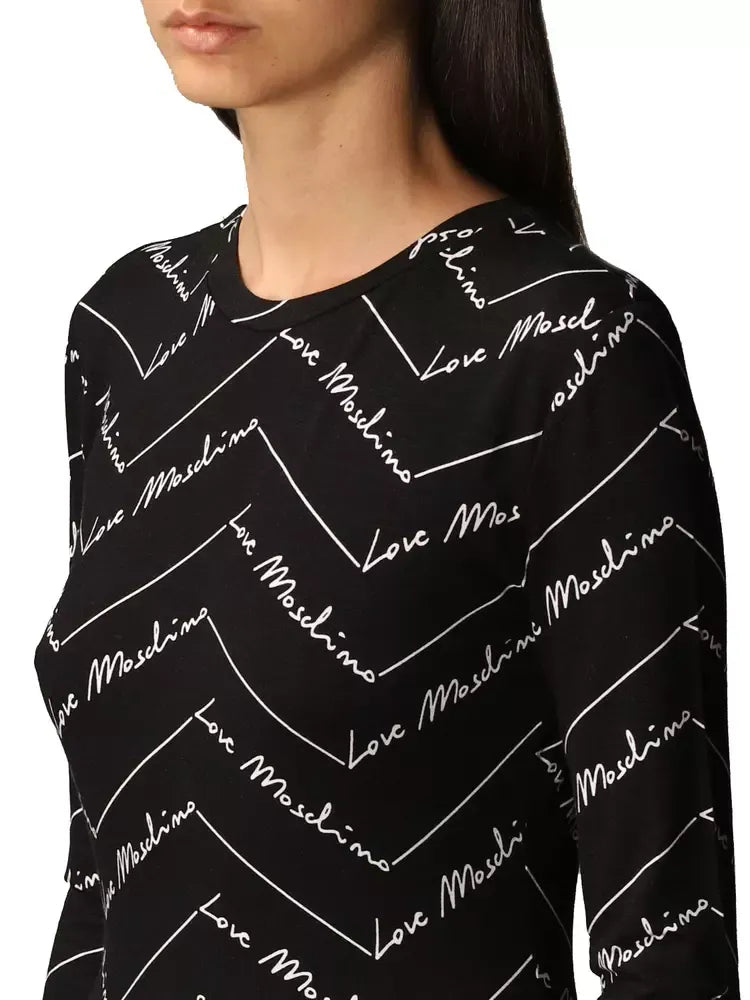 Love Moschino Elegant Long-Sleeved Logo Print Tee