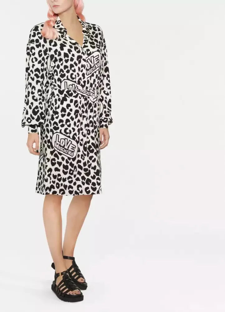 Love Moschino Chic Monochrome Leopard Dress