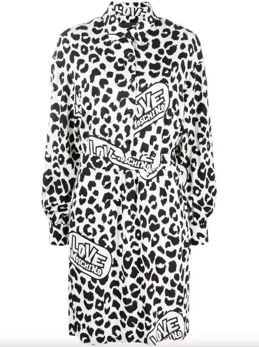 Love Moschino Chic Monochrome Leopard Dress