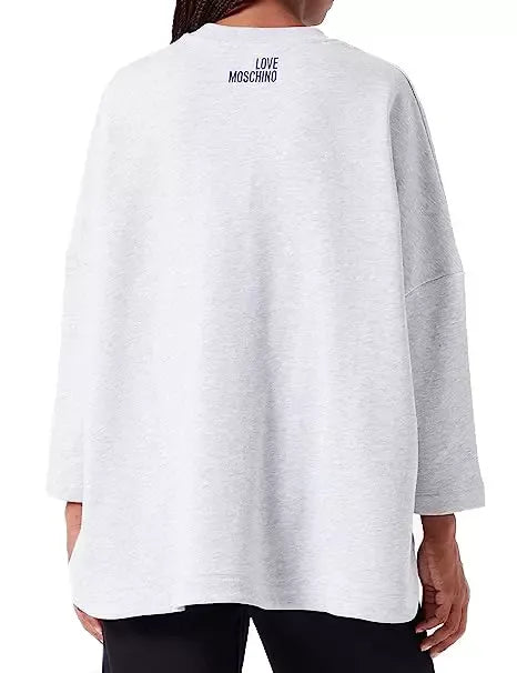 Love Moschino Glittered Cotton Oversized Sweatshirt - Grey