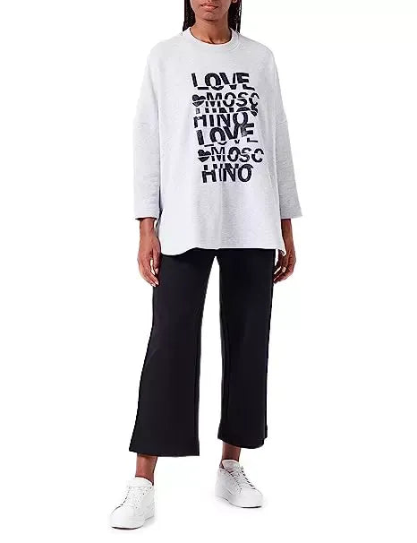 Love Moschino Glittered Cotton Oversized Sweatshirt - Grey