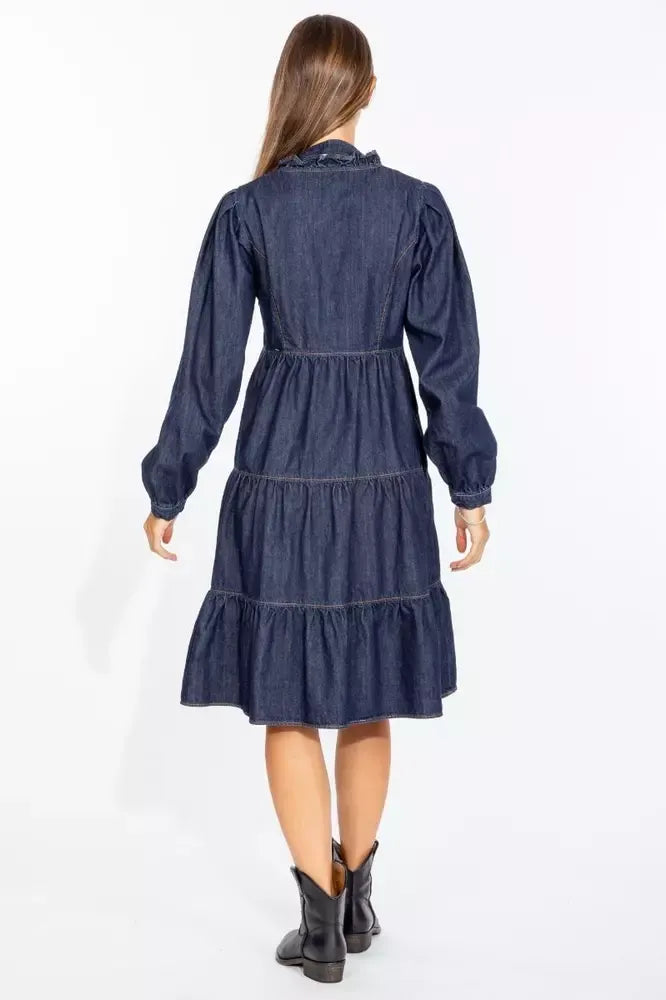 Love Moschino Elegant Dark Blue Denim Flare Dress