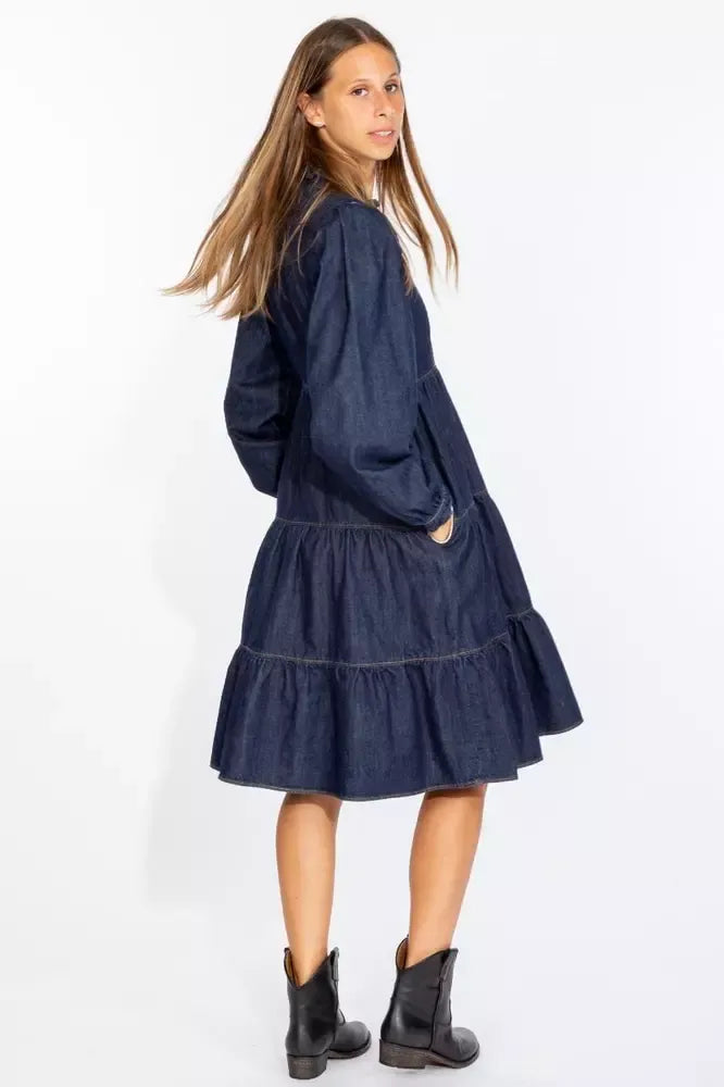 Love Moschino Elegant Dark Blue Denim Flare Dress