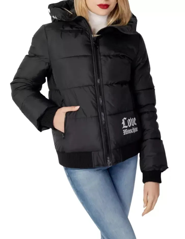 Love Moschino Chic Hooded Down Jacket with Signature Logo