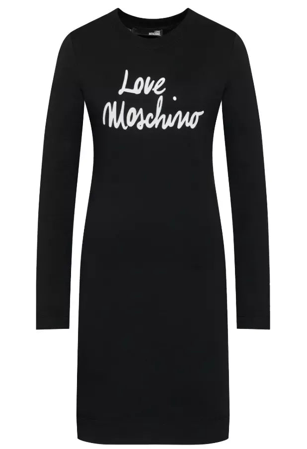 Love Moschino Chic Embossed Logo Cotton Blend Dress