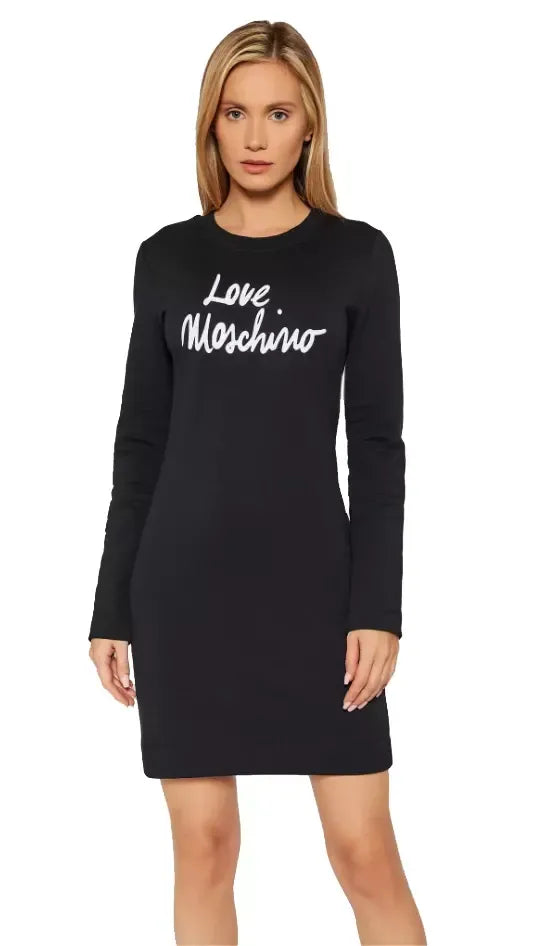 Love Moschino Chic Embossed Logo Cotton Blend Dress