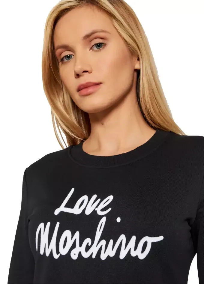 Love Moschino Chic Embossed Logo Cotton Blend Dress