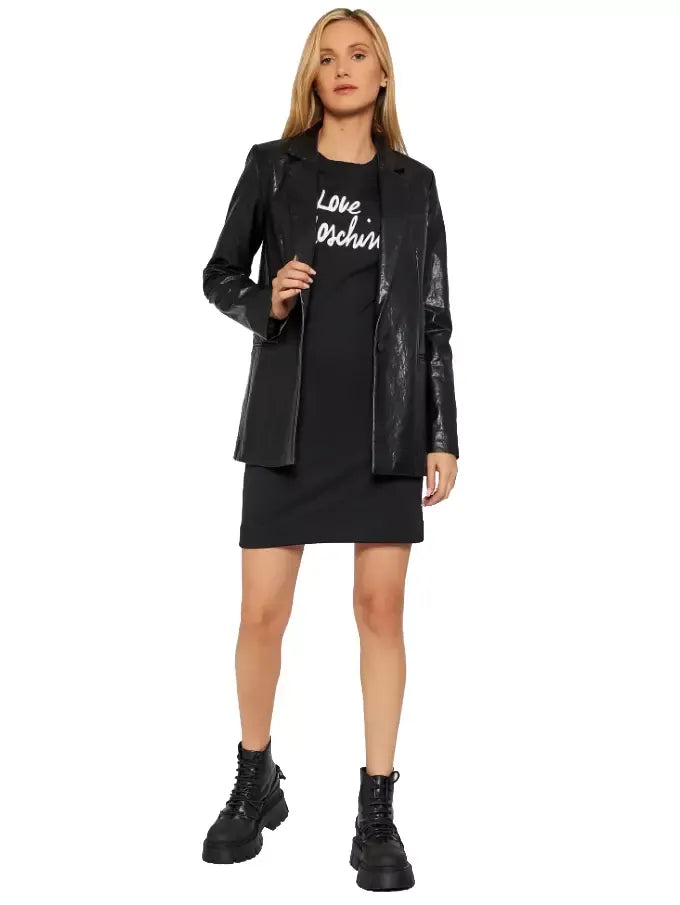 Love Moschino Chic Embossed Logo Cotton Blend Dress