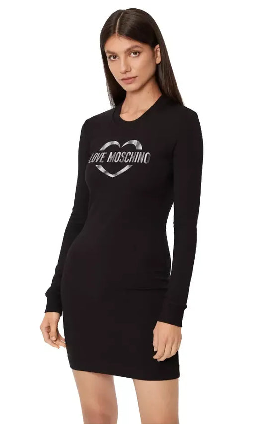 Love Moschino Chic Cotton Blend Logo Dress