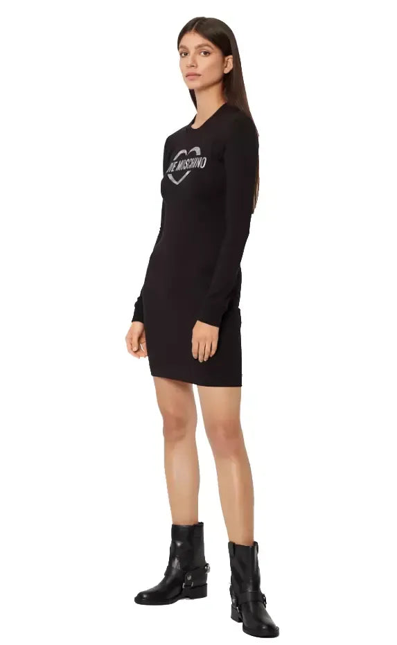 Love Moschino Chic Cotton Blend Logo Dress