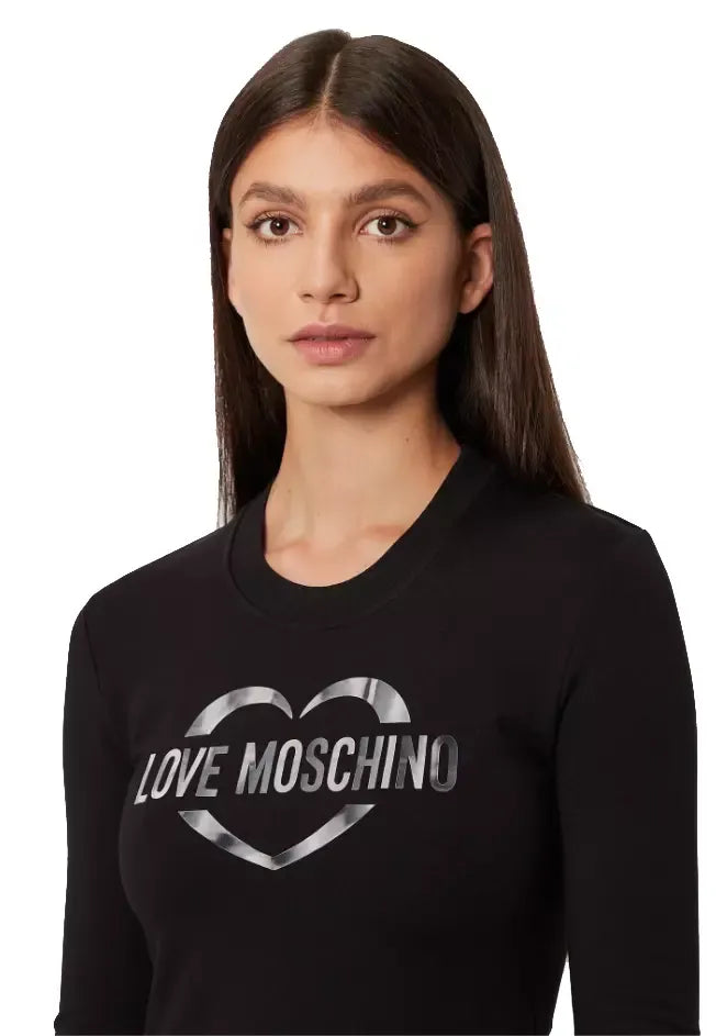 Love Moschino Chic Cotton Blend Logo Dress