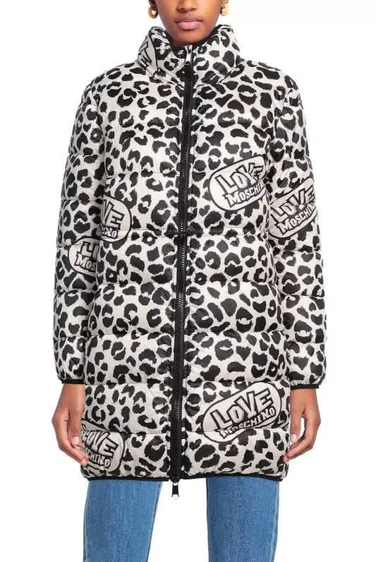 Love Moschino Chic Leopard Print Down Jacket