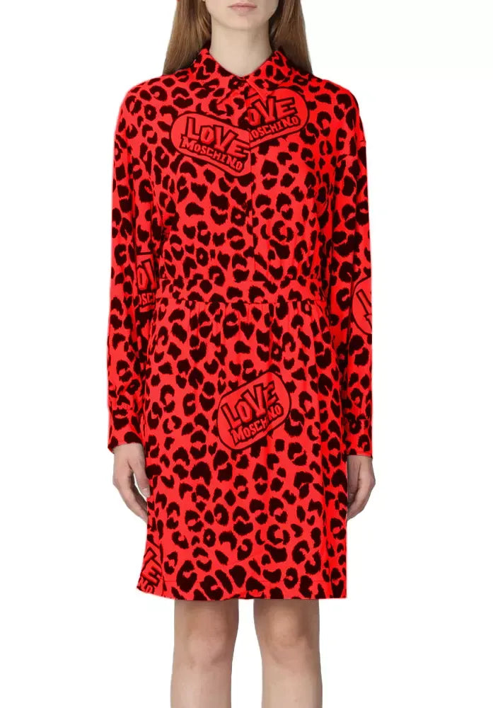 Love Moschino Elegant Viscose Blend Leopard Print Dress