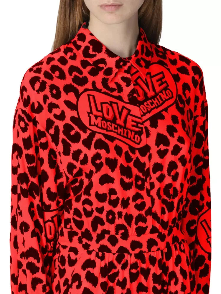 Love Moschino Elegant Viscose Blend Leopard Print Dress