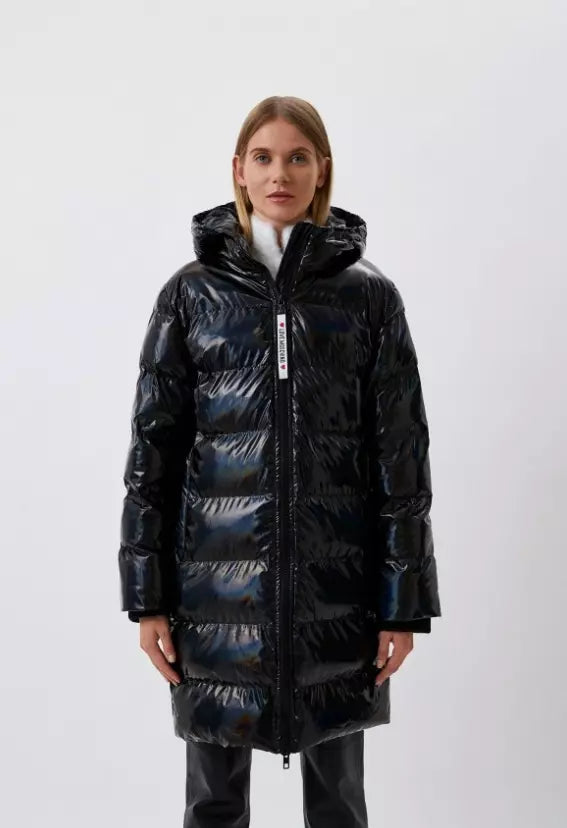 Love Moschino Elegant Painted Effect Long Down Jacket