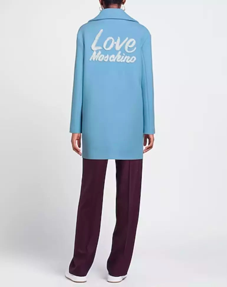 Love Moschino Elegant Light Blue Wool Coat