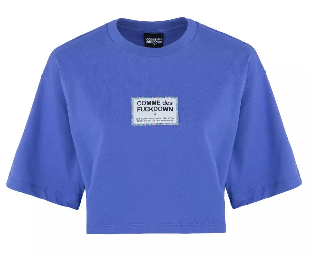 Comme Des Fuckdown Purple Cotton Tee with Signature Logo