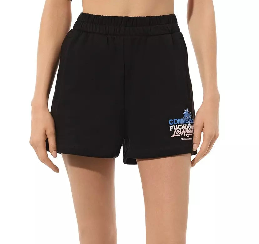 Comme Des Fuckdown Chic Black Cotton Shorts with Side Pockets