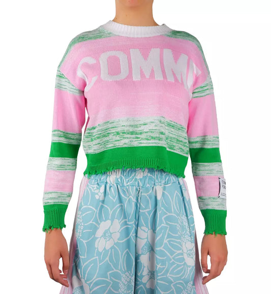 Comme Des Fuckdown Pink Viscose Blend Crewneck Statement Sweater