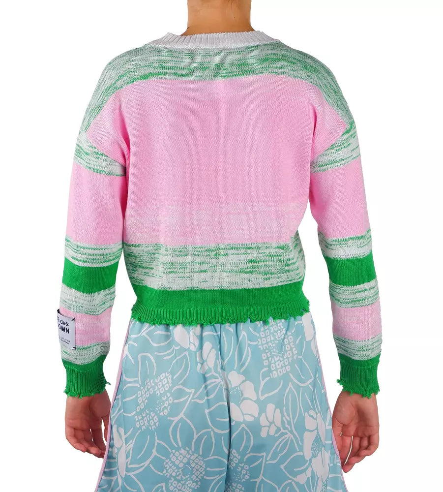 Comme Des Fuckdown Pink Viscose Blend Crewneck Statement Sweater