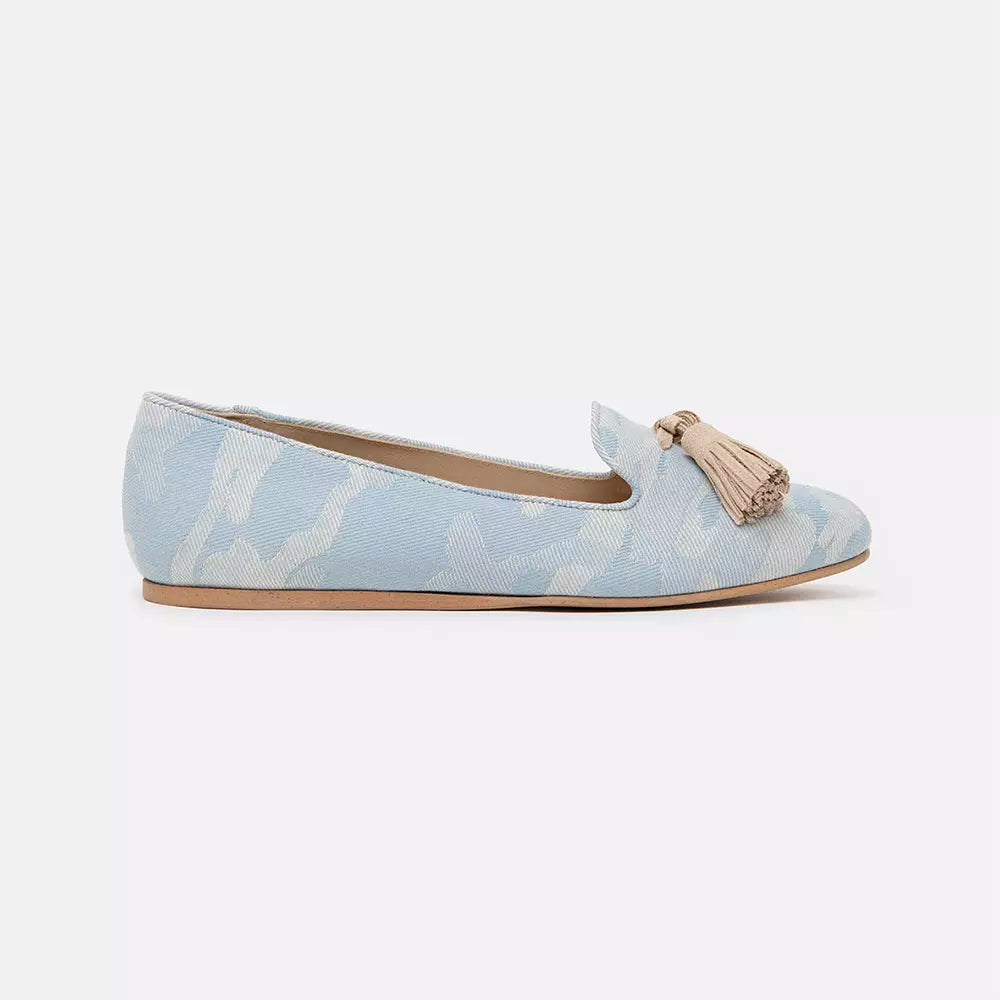 Charles Philip Elegant Light Blue Camouflage Loafers