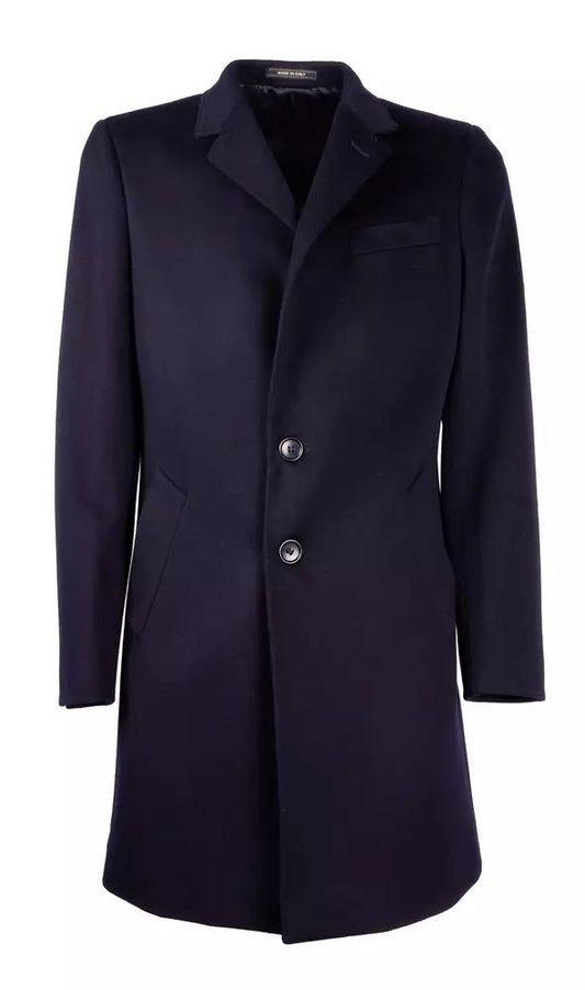 Made in Italy Elegant Dark Blue Wool Men's Coat