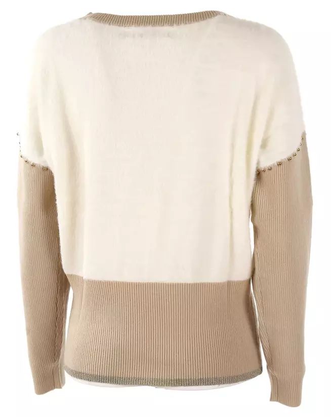 Yes Zee Elegant Crew-Neck Sweater with Metallic Accents