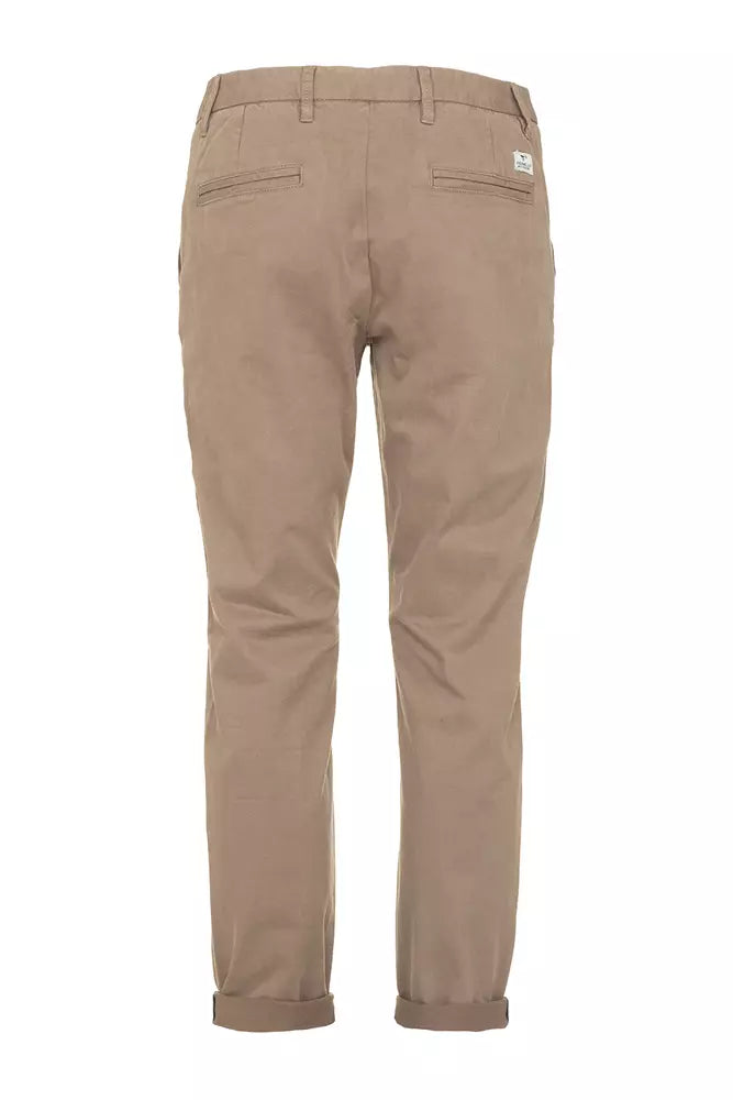 Fred Mello Beige Cotton Blend Casual Pants for Men