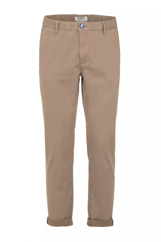 Fred Mello Beige Cotton Blend Casual Pants for Men