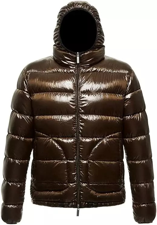 Centogrammi Reversible Hooded Down Jacket in Brown and Black