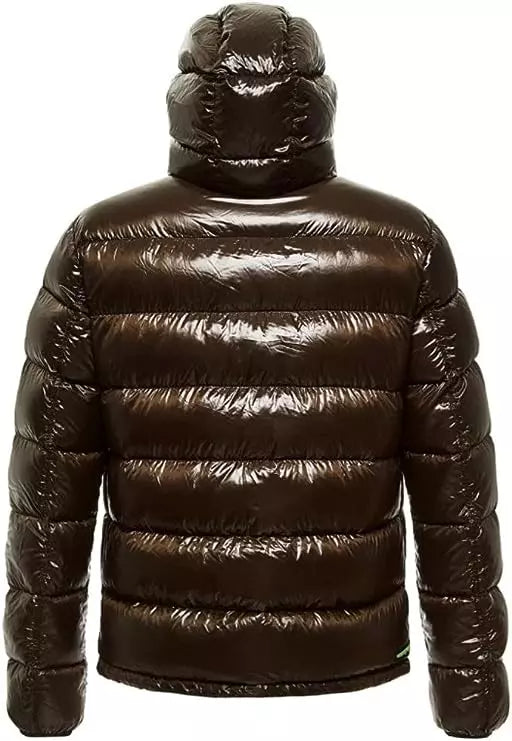 Centogrammi Reversible Hooded Down Jacket in Brown and Black