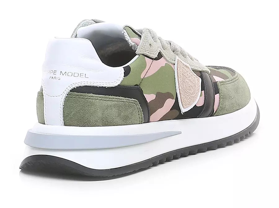 Philippe Model Chic Army Suede-Trimmed Fabric Sneakers