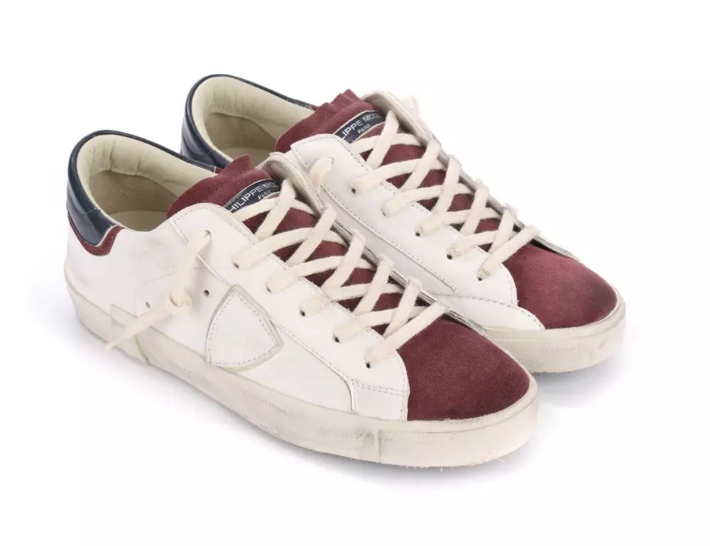 Philippe Model Elegant Leather Sneakers with Suede Accents