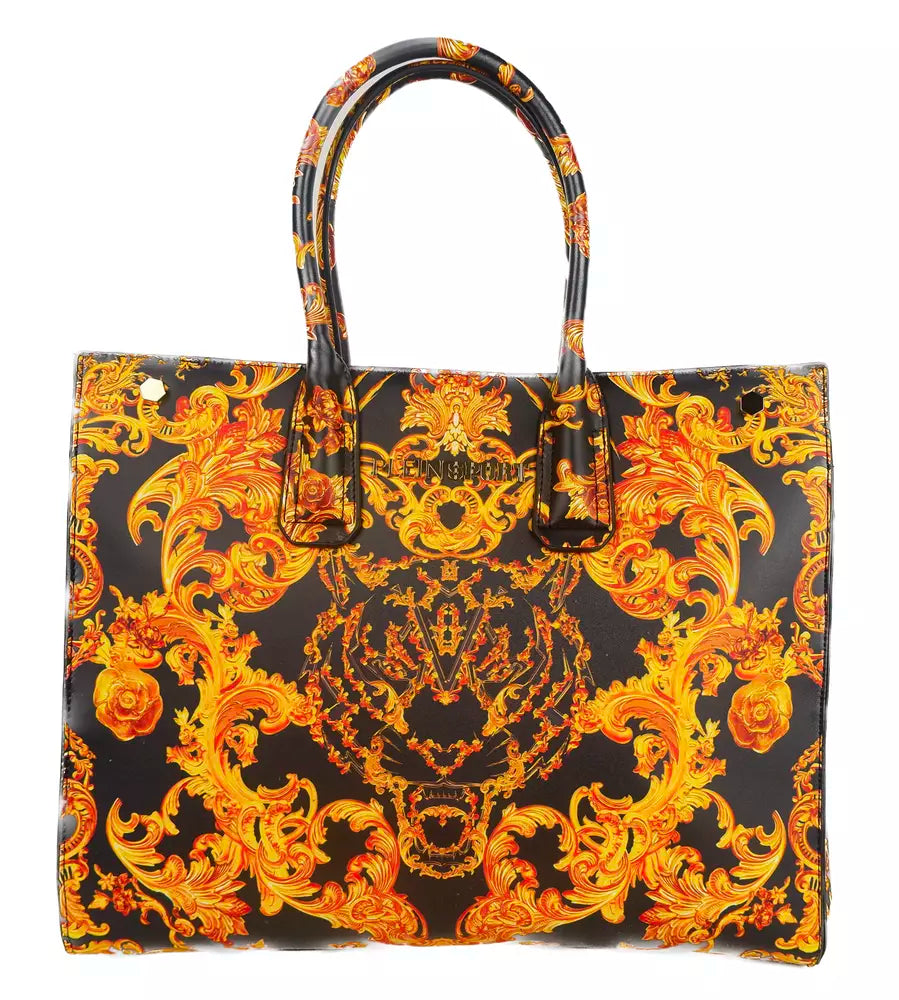 Plein Sport Elegant Black Shopper with Golden Accents