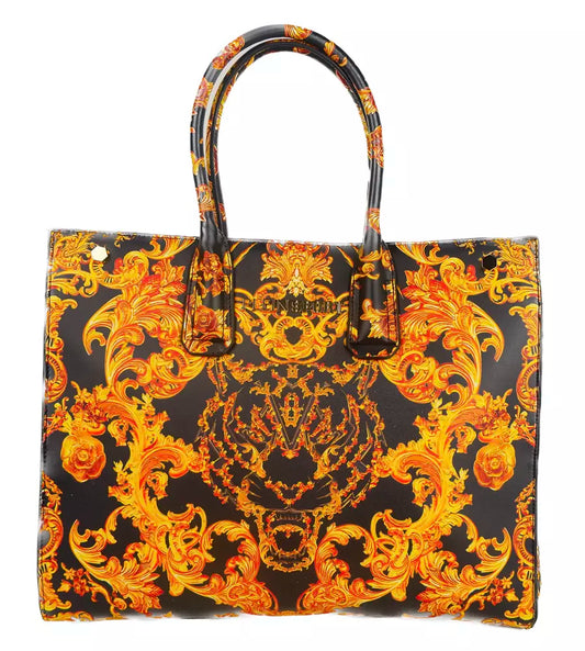 Plein Sport Elegant Black Shopper with Golden Accents