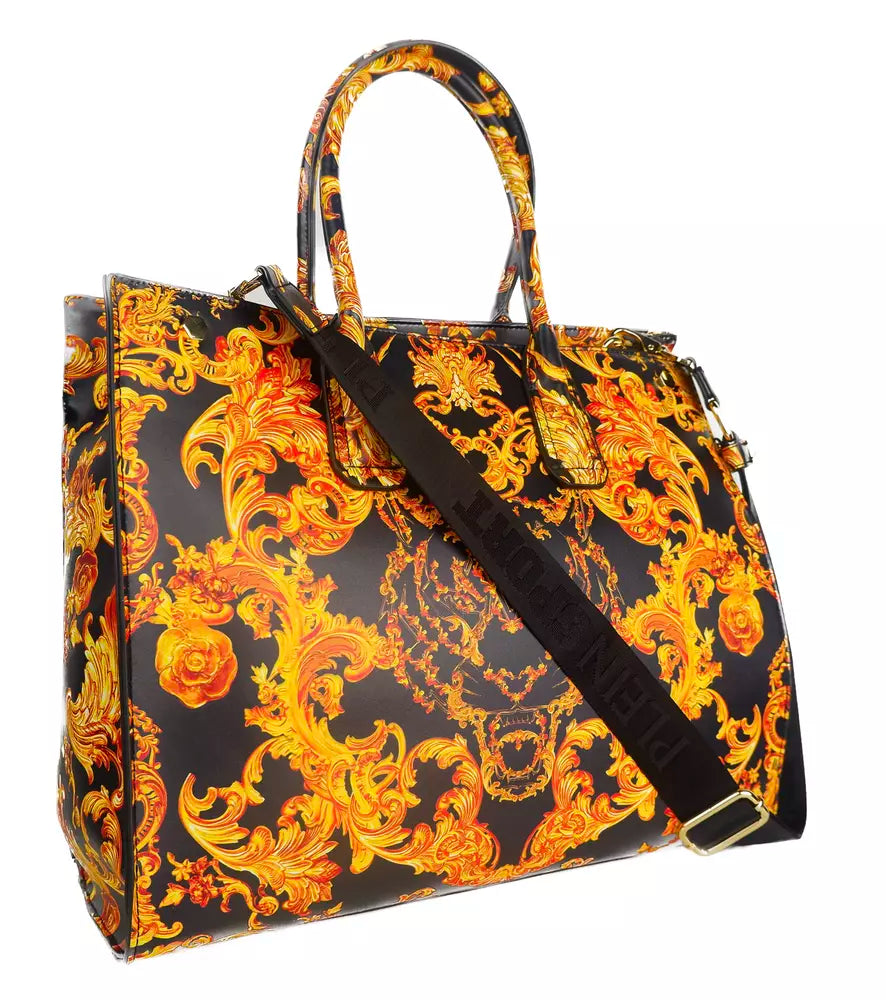 Plein Sport Elegant Black Shopper with Golden Accents