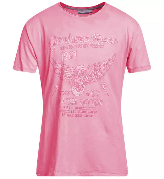 Yes Zee Chic Pink Cotton Tee with Front Print