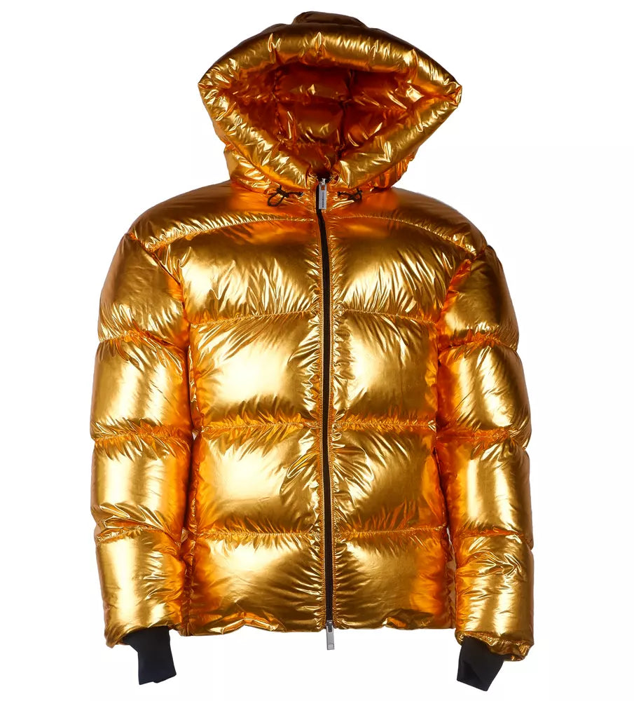 Centogrammi Exquisite Golden Puffer Jacket with Hood