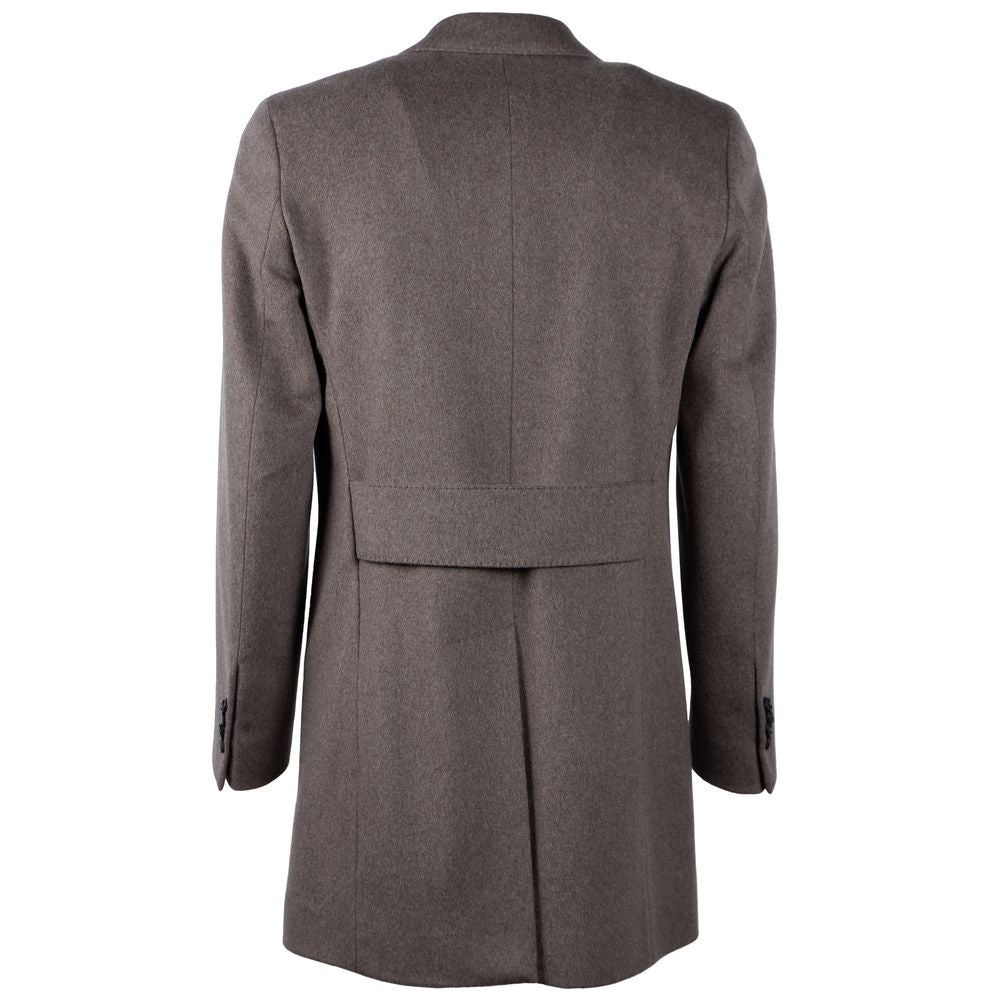 Made in Italy Elegant Virgin Wool Men's Brown Coat